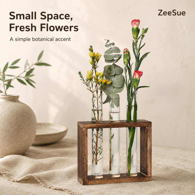 5-Tube Glass Bud Vase with Wal - Propagation Station Vase 评论和价格